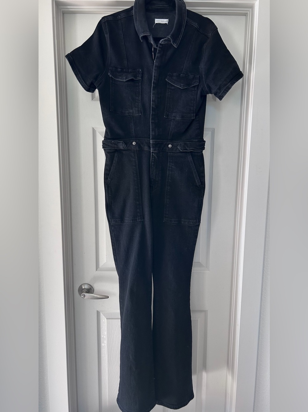 Good American Black Denim Utility Jumpsuit - XL